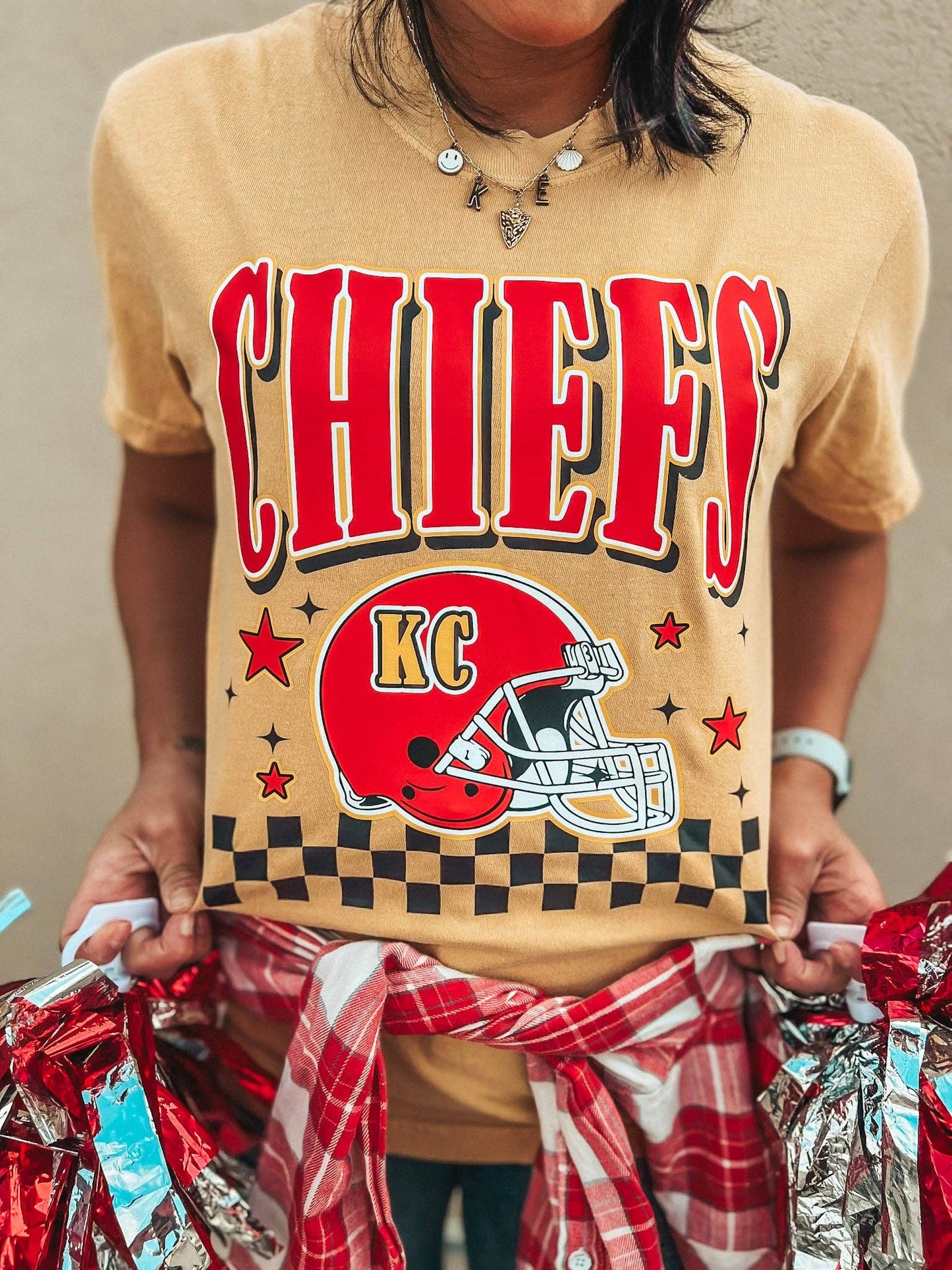 CHIEFS CHECK STARS TEE (MUSTARD CC)