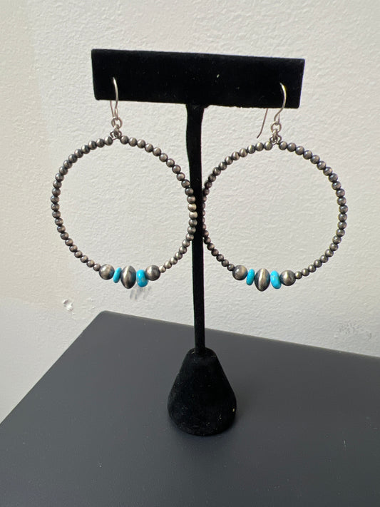 3” Navajo pearl Turquoise hoops