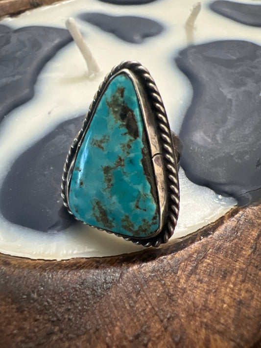 Vintage Old Pawn Triangle Turquoise Ring