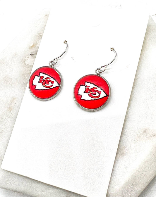 Red Chiefs Dangle Earrings Kansas City KC Arrowhead