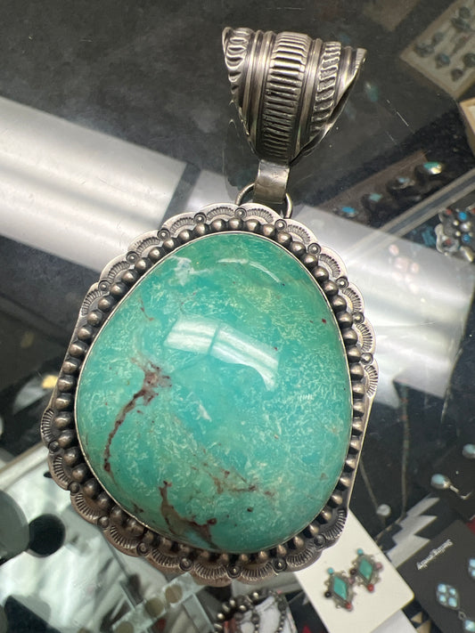 Master Artist Giant Hunk Statement Turquoise Sterling Pendant