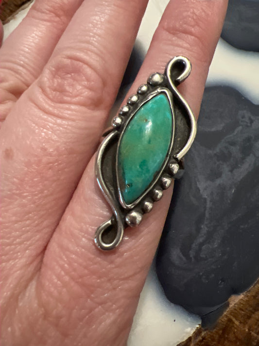 Vintage Marquise Green Turquoise Ring