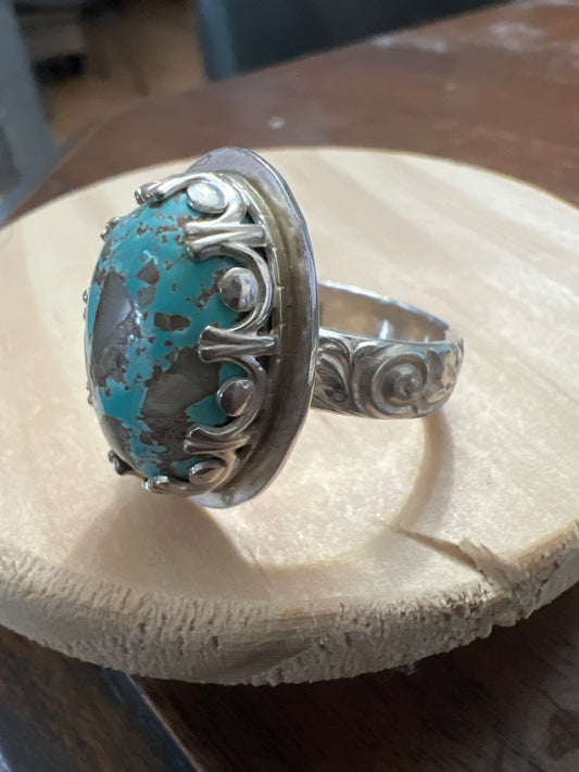 Turquoise Crown Oval Ring