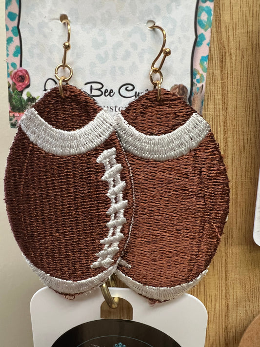 Stitched Football Earrings Gameday Sports Fan Mom