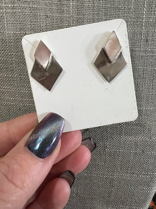 Vintage Mother of Pearl Sterling Silver Ears