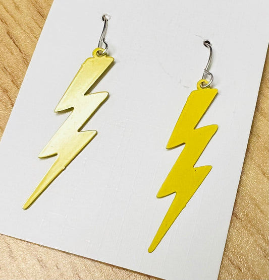 Yellow Lightning Bolt Fan Gameday Earrings