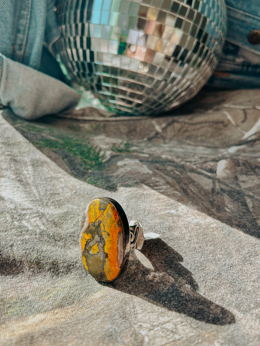 Natural Bumblebee Jasper Native Handmade Sterling Ring