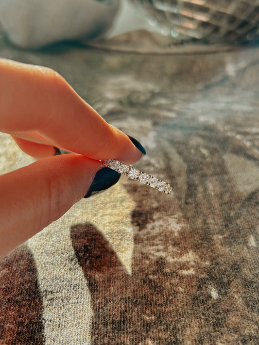 3mm Studded Eternity Band – Rhodium Plated | QB Customs