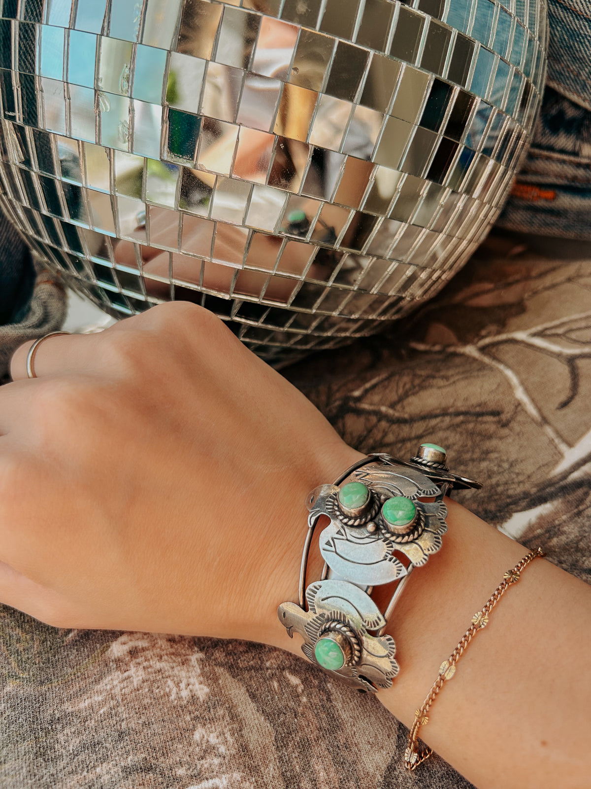 Thunderbird Trio Turquoise Cuff – Native American Sterling Silver Bracelet | QB Customs