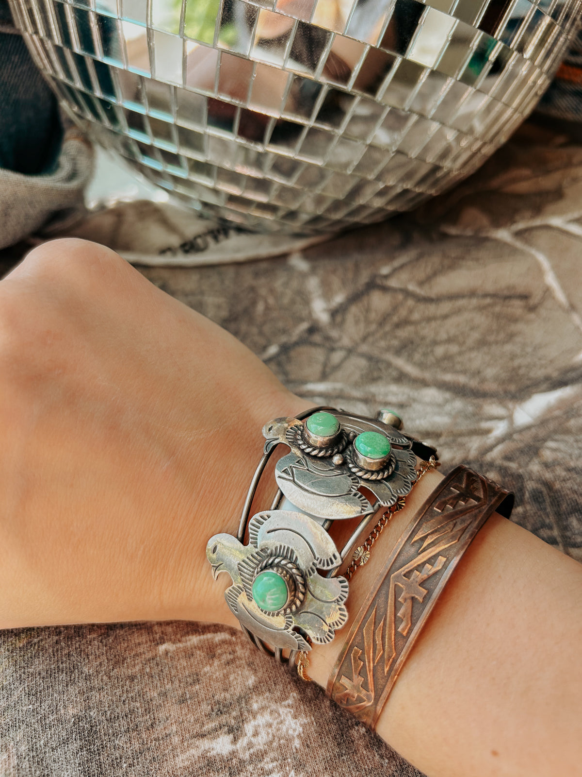 Thunderbird Trio Turquoise Cuff – Native American Sterling Silver Bracelet | QB Customs