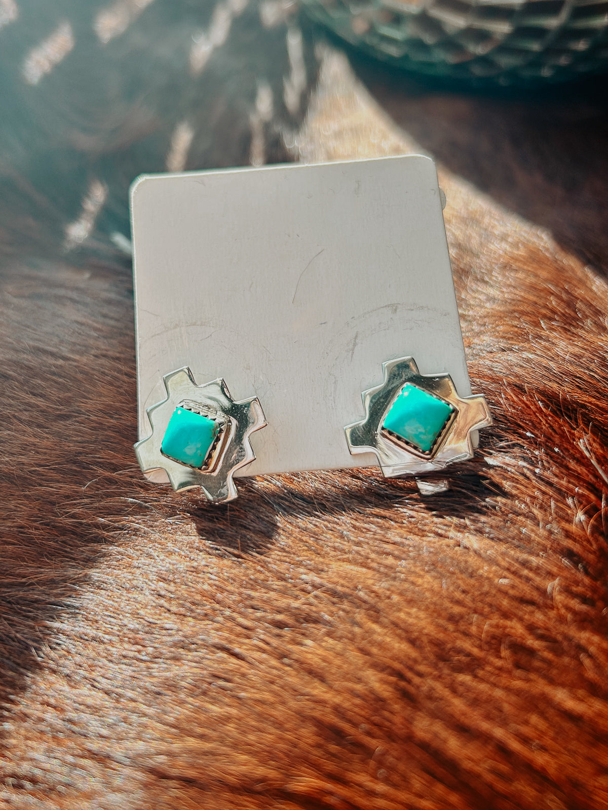 Aztec Sterling Turquoise Earrings – Bold, Cultural, and Exquisite | QB Customs