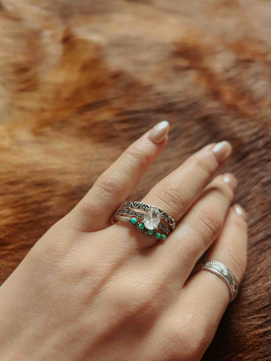 Stacked Sterling Silver & Turquoise 3 Ring Set – Bohemian Luxe Jewelry