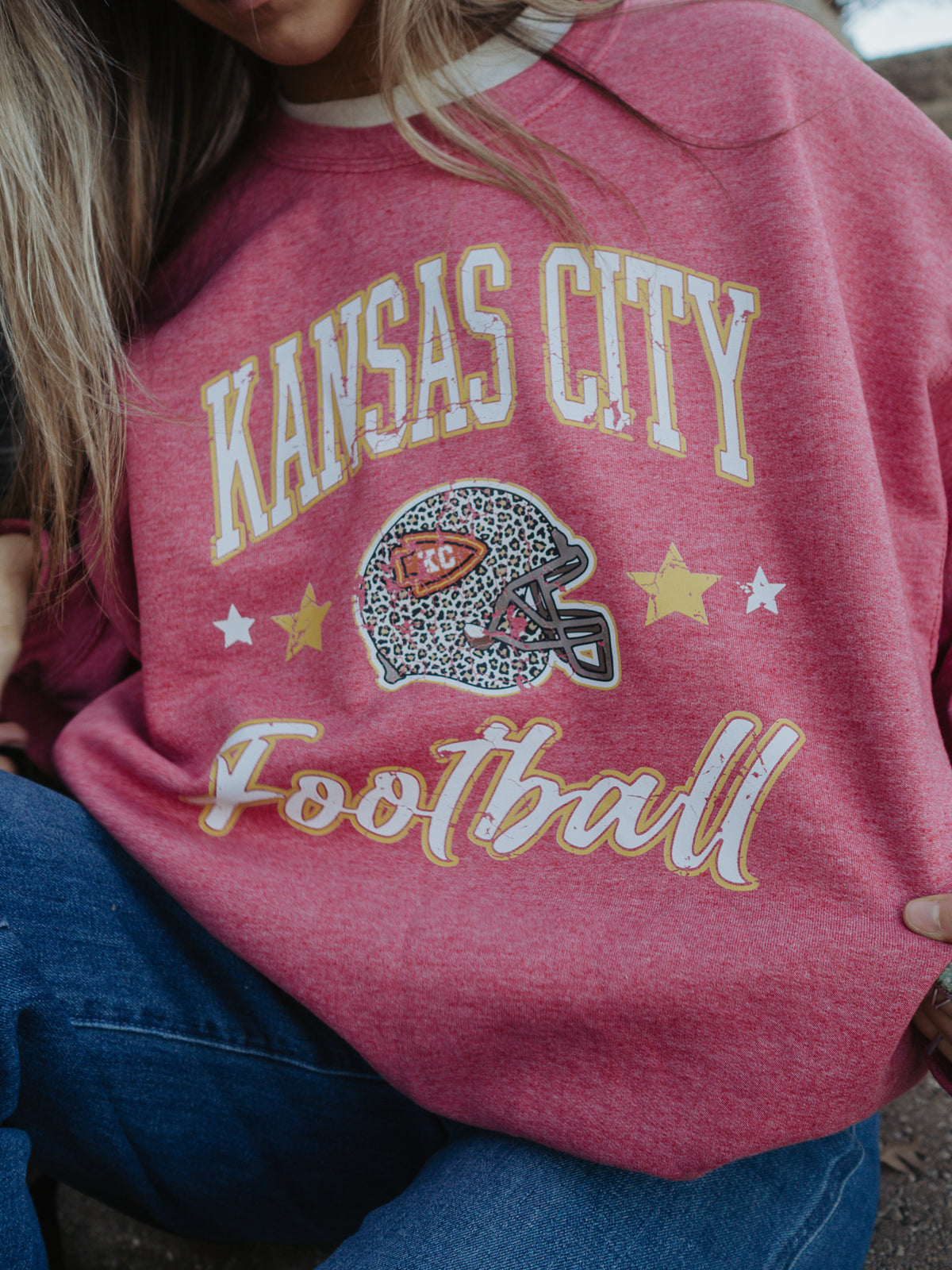 Vintage Red Kansas City Football Sweatshirt – Retro Game Day Style | QB Customs