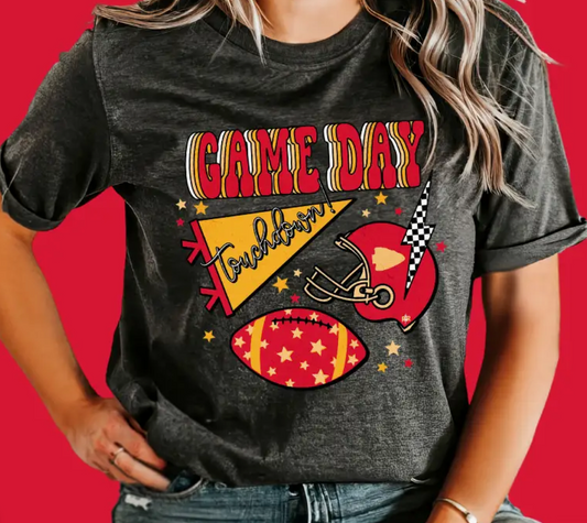 Youth Game Day Icon Collage Dark Grey Tee