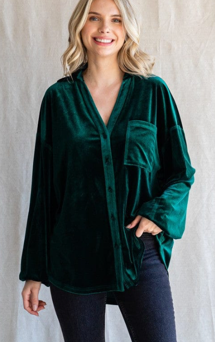 Magical Jodifl Green Velvet Top – Plus Size Elegance