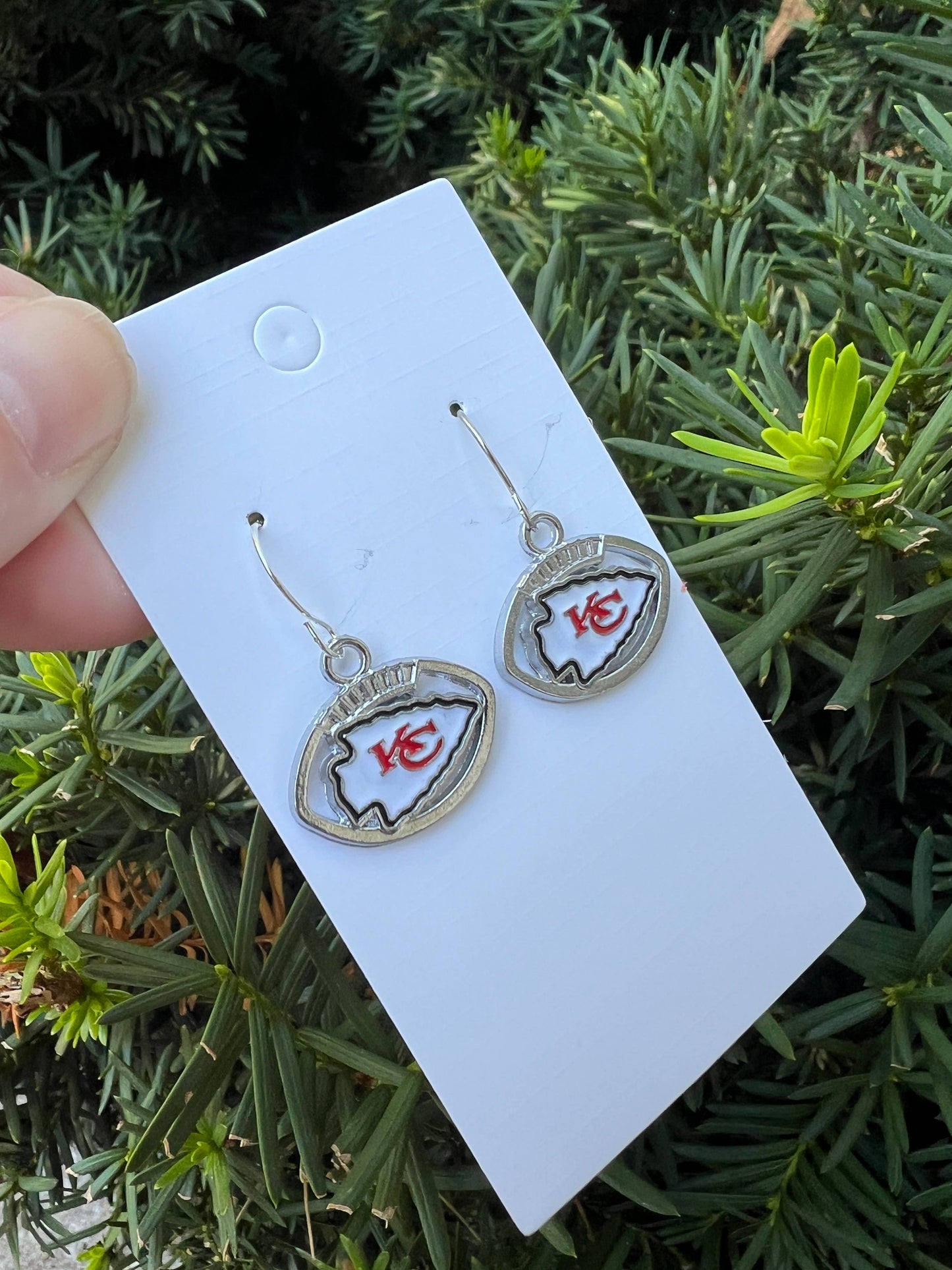 Silver Arrowhead Chiefs Dangle Earrings Kansas City KC