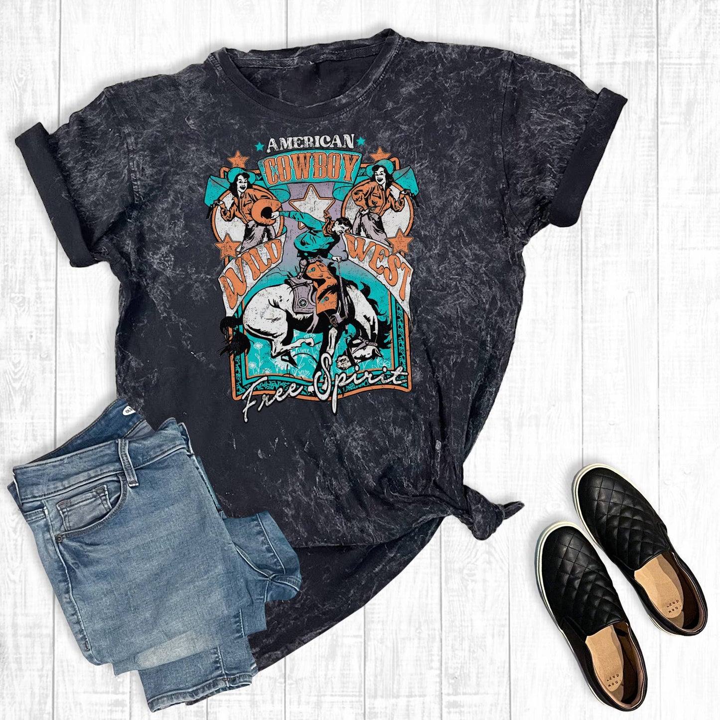 Wild West Free Spirit Mineral Wash Graphic Tee