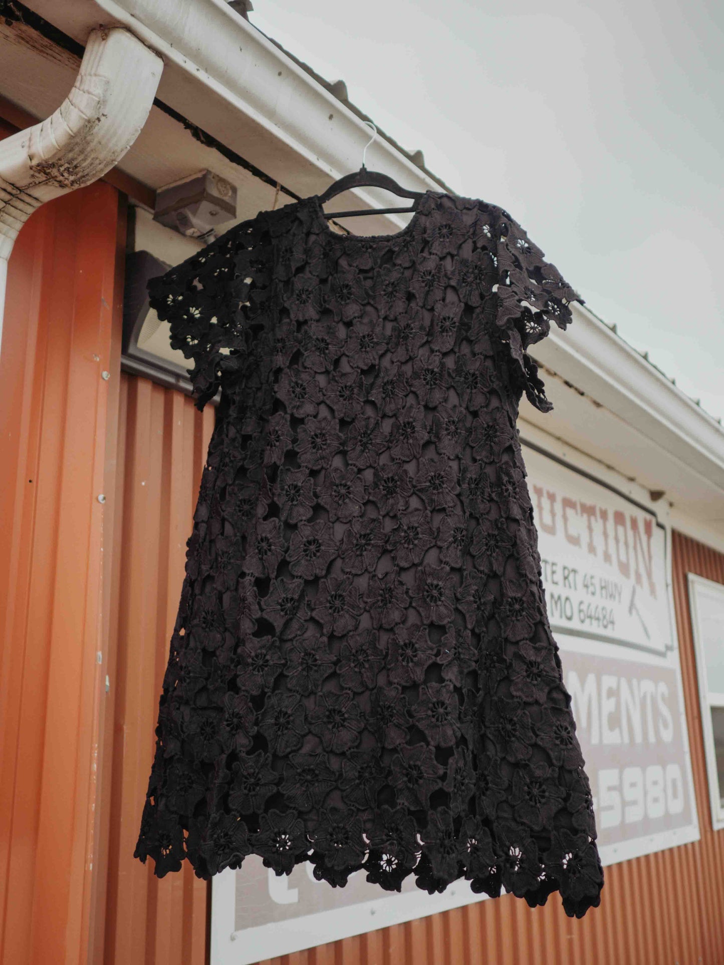 Black Lace Bow-Tie Dress – Elegant Floral Embroidery | QB Customs