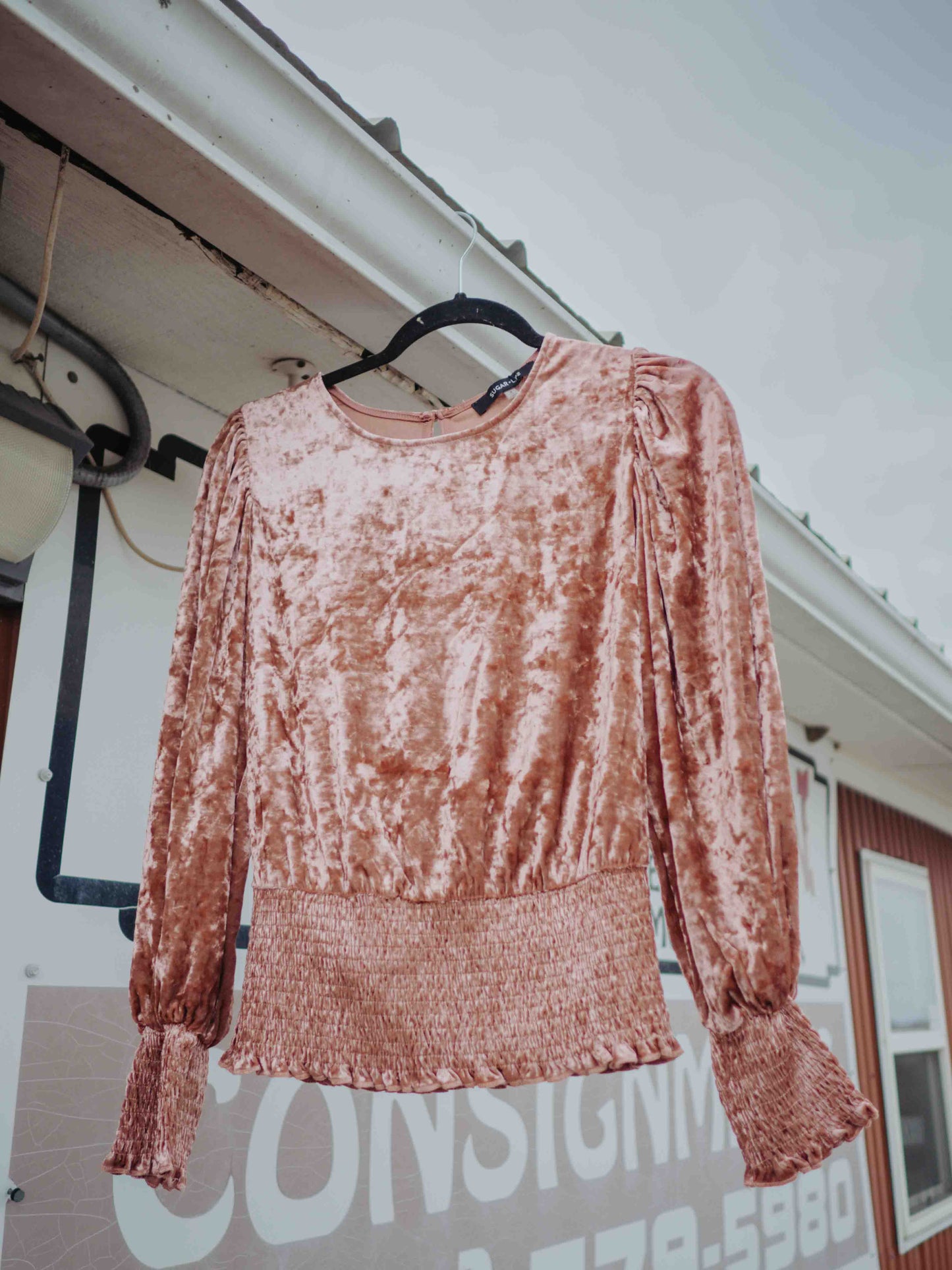 Blush Velvet Smocked Top – Elegant and Trendy | QB Customs